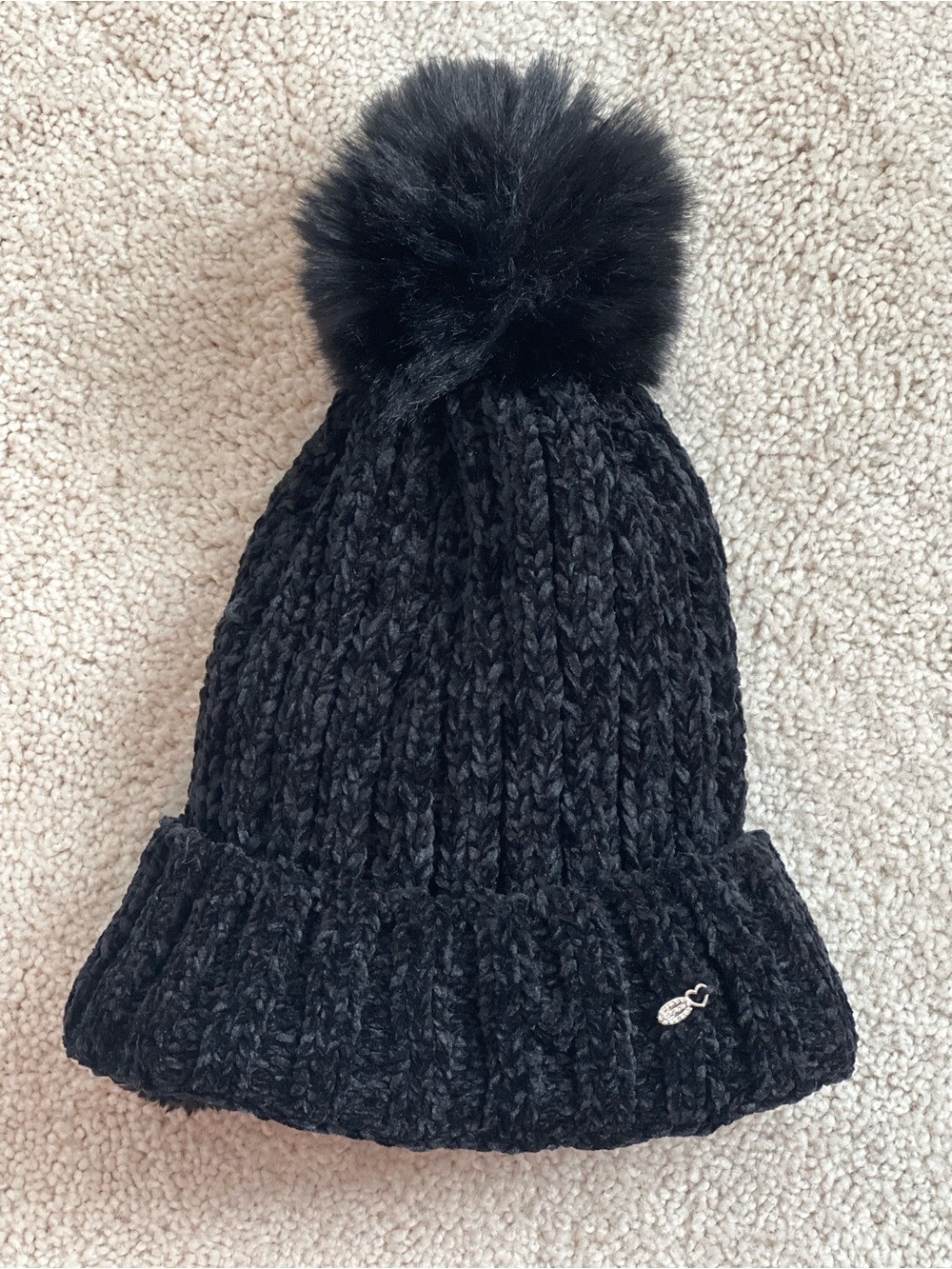 bebe Black Knit Pom Hat